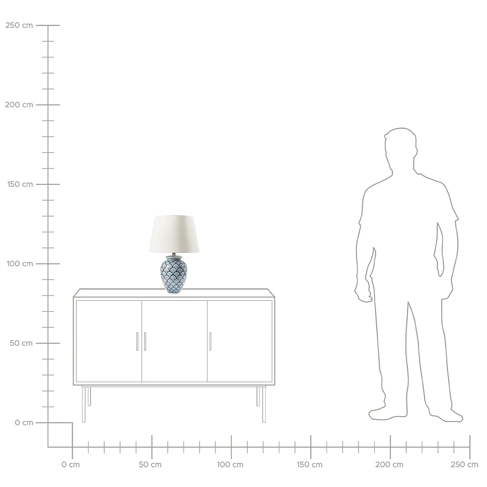 Настільна лампа Jauca порцелянова основа лляний абажур E27 біло-блакитна, фото №9