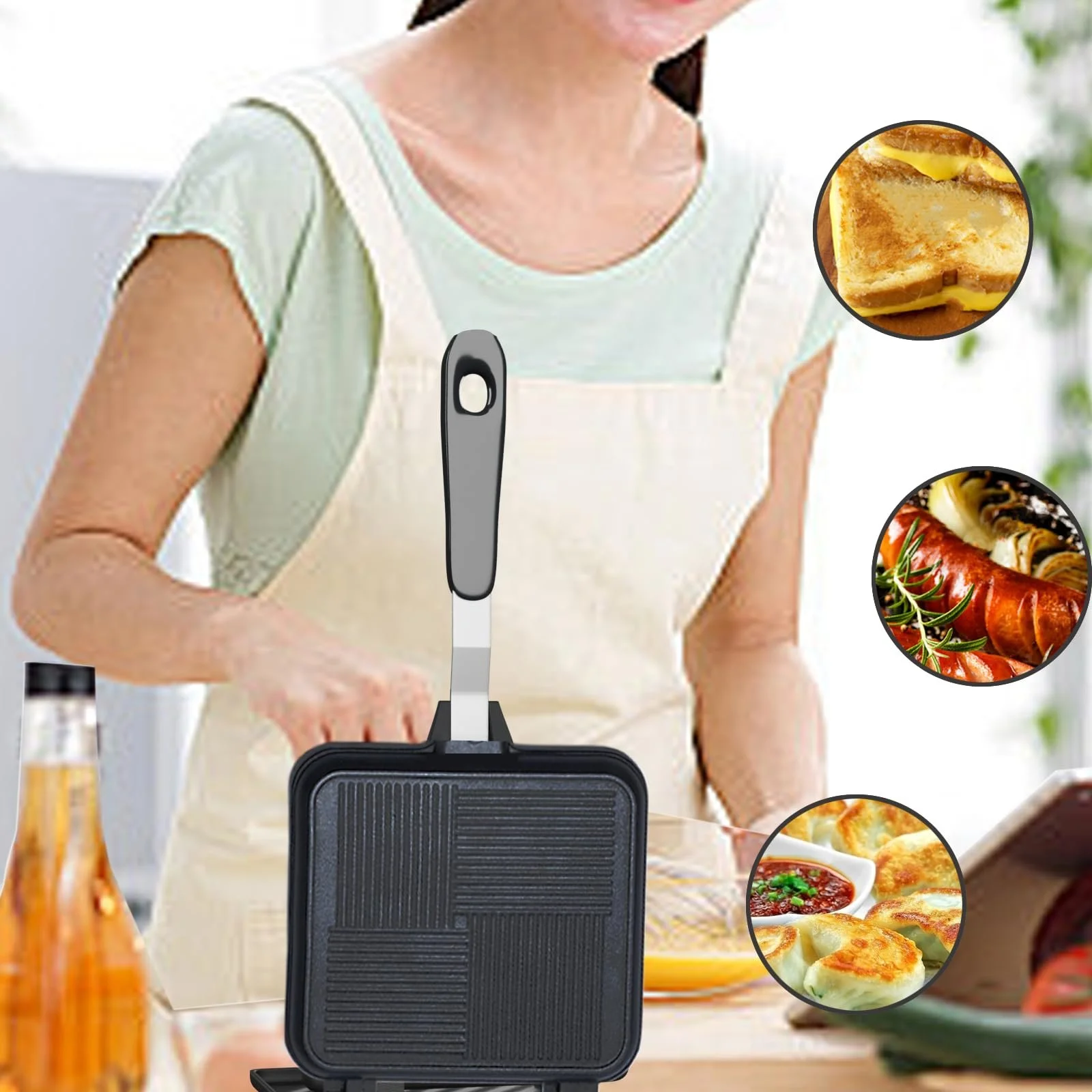 Сэндвичница, тостер для кемпинга, антипригарная форма для выпечки на плите с термостойкими ручками, фото №6