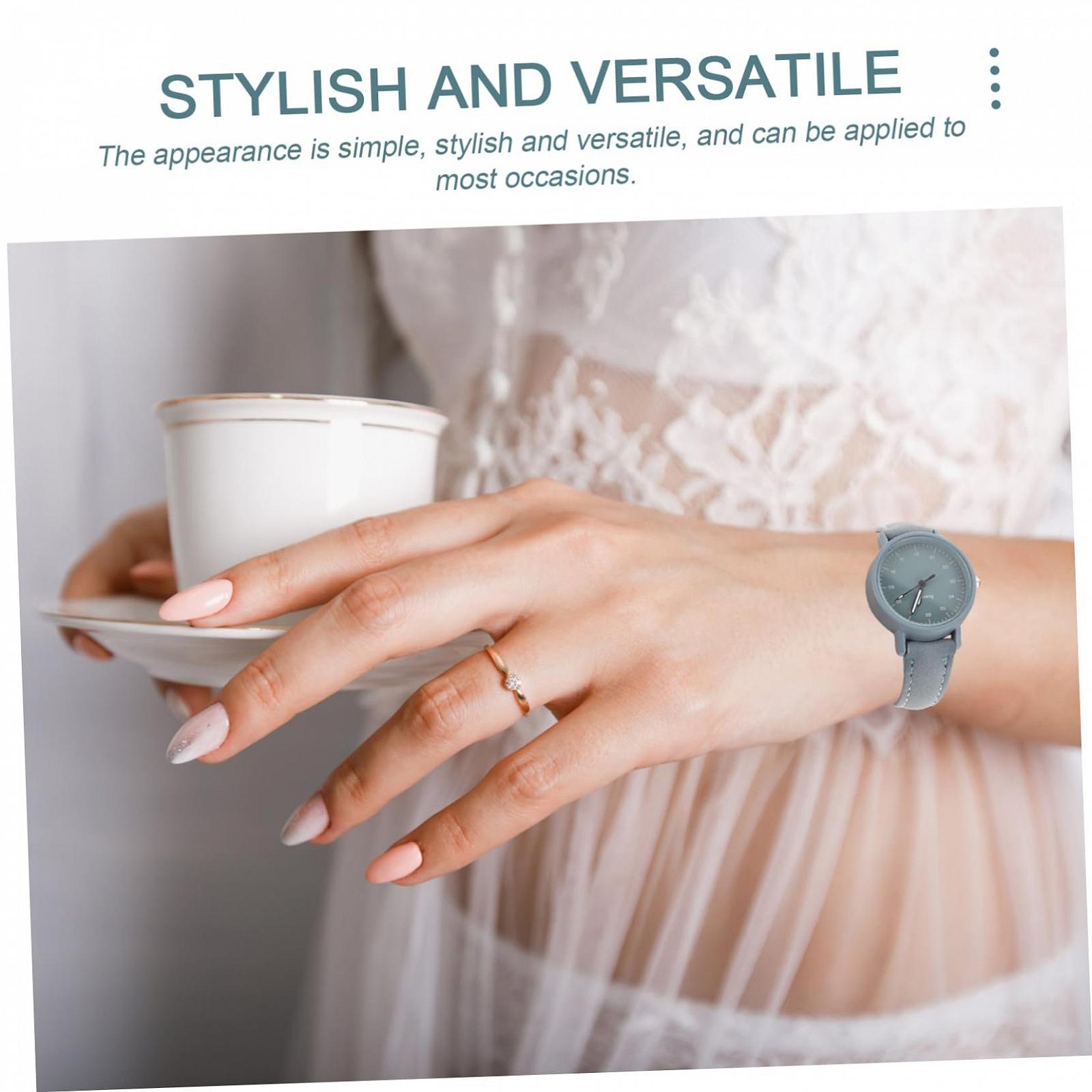 Стильные часы Healvian для девочек, повседневные часы с ремешком, простые наручные часы, универсальный дизайн, удобный ремешок из искусственной кожи, фото №9