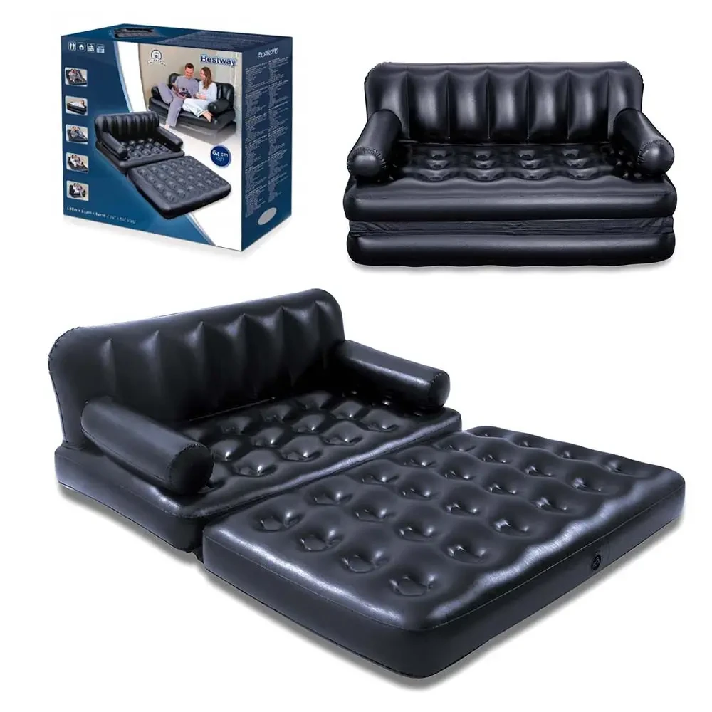 Двуспальный надувной диван трансформер Bestway 75056 с электронасосом 188 х 152 64 см Черный, фото №1 Двуспальный надувной диван трансформер Bestway 75056 с электронасосом 188 х 152 64 см Черный, фото №1