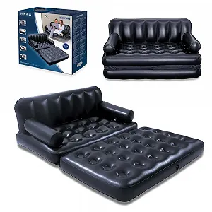 Двуспальный надувной диван трансформер Bestway 75056 с электронасосом 188 х 152 64 см Черный - Фото 1
