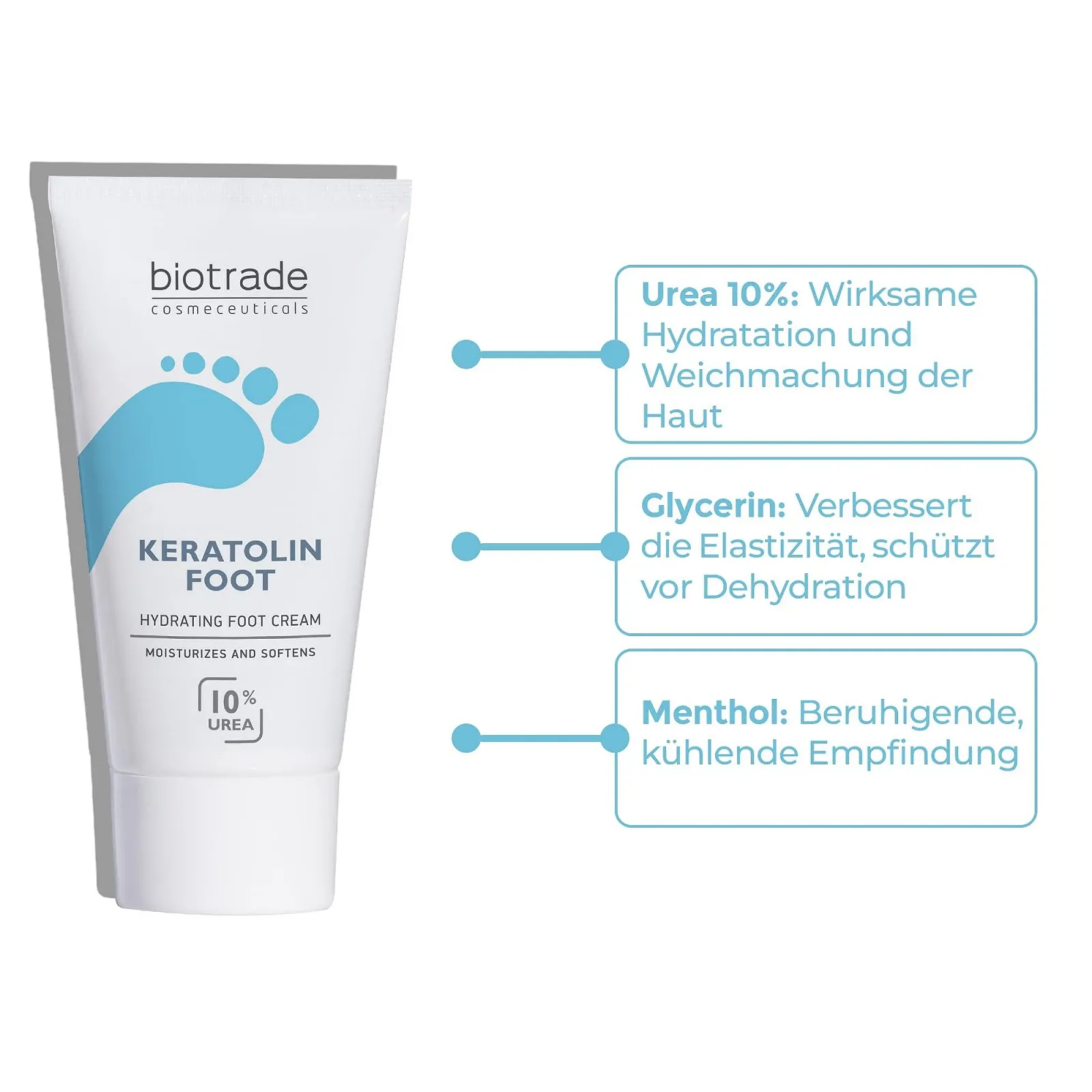 Увлажняющий крем для ног Biotrade Keratolin 10% Urea 50 мл, фото №5