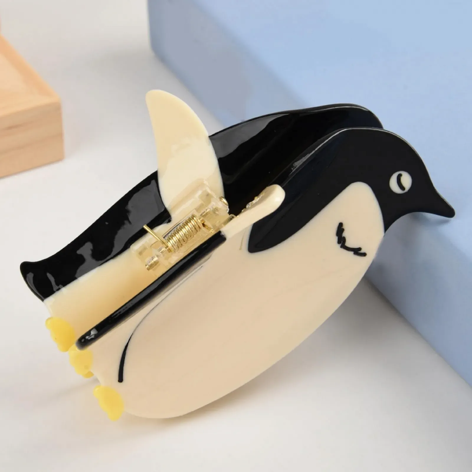Заколки для волос в виде животных, в форме пингвина, аксессуар из ацетата, нескользящие стильные заколки, милая декоративная зажимная клипса для густых, тонких волос для отдыха, работы, для девушек и женщин, фото №8