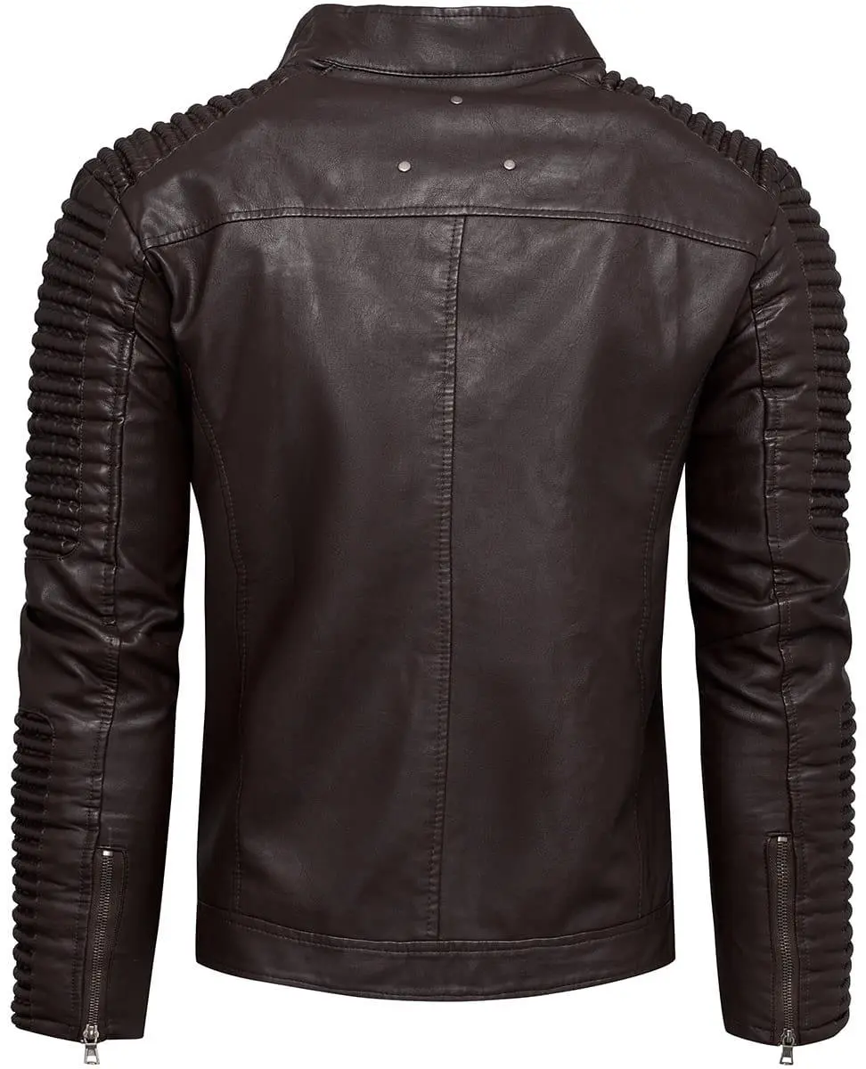 Чоловіча куртка з еко-шкіри Recea - Темно-коричнева - L, фото №2