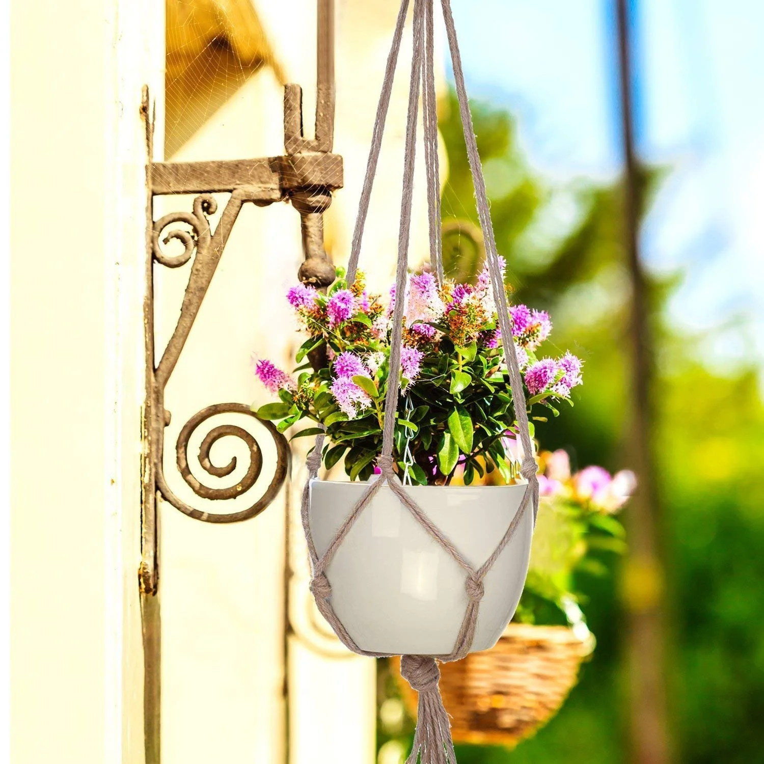 Подвесы для растений 4 шт. джутовые 90 см и 105 см, фото №4