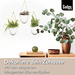 Підвісні горщики Gadgy Набір 3 шт. Керамічні з пласкою спинкою та шнурами Білий synthetic.ua - Фото 1