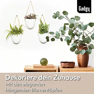 Подвесные горшки Gadgy Набор 3 шт. Керамические с плоской спинкой и шнурами Белый synthetic.ua - Фото 1