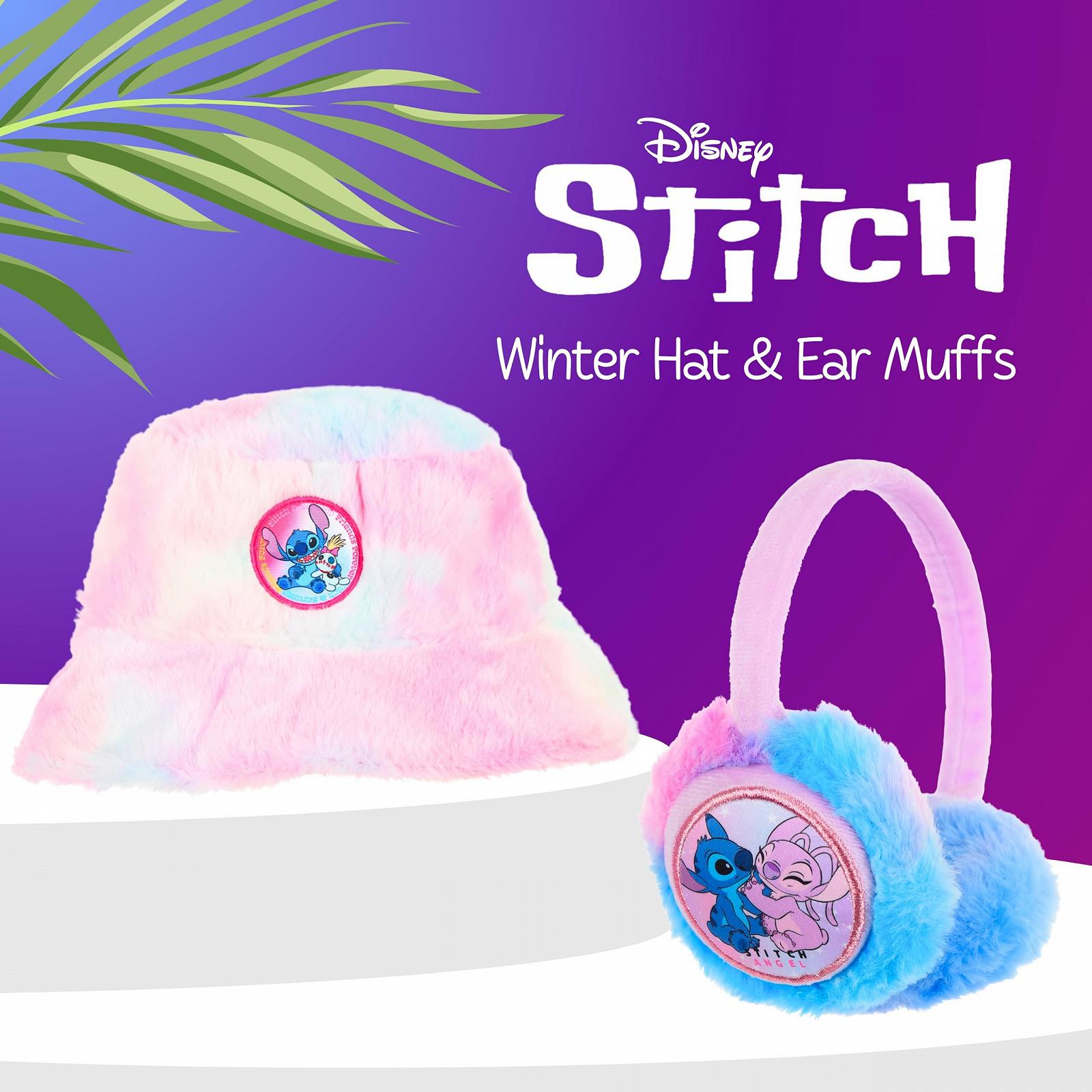 Шапка с ушками Disney Stitch для девочек, плюшевая, из мягкого флиса, зимняя, фото №2