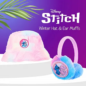 Шапка с ушками Disney Stitch для девочек, плюшевая, из мягкого флиса, зимняя synthetic.ua - Фото 1