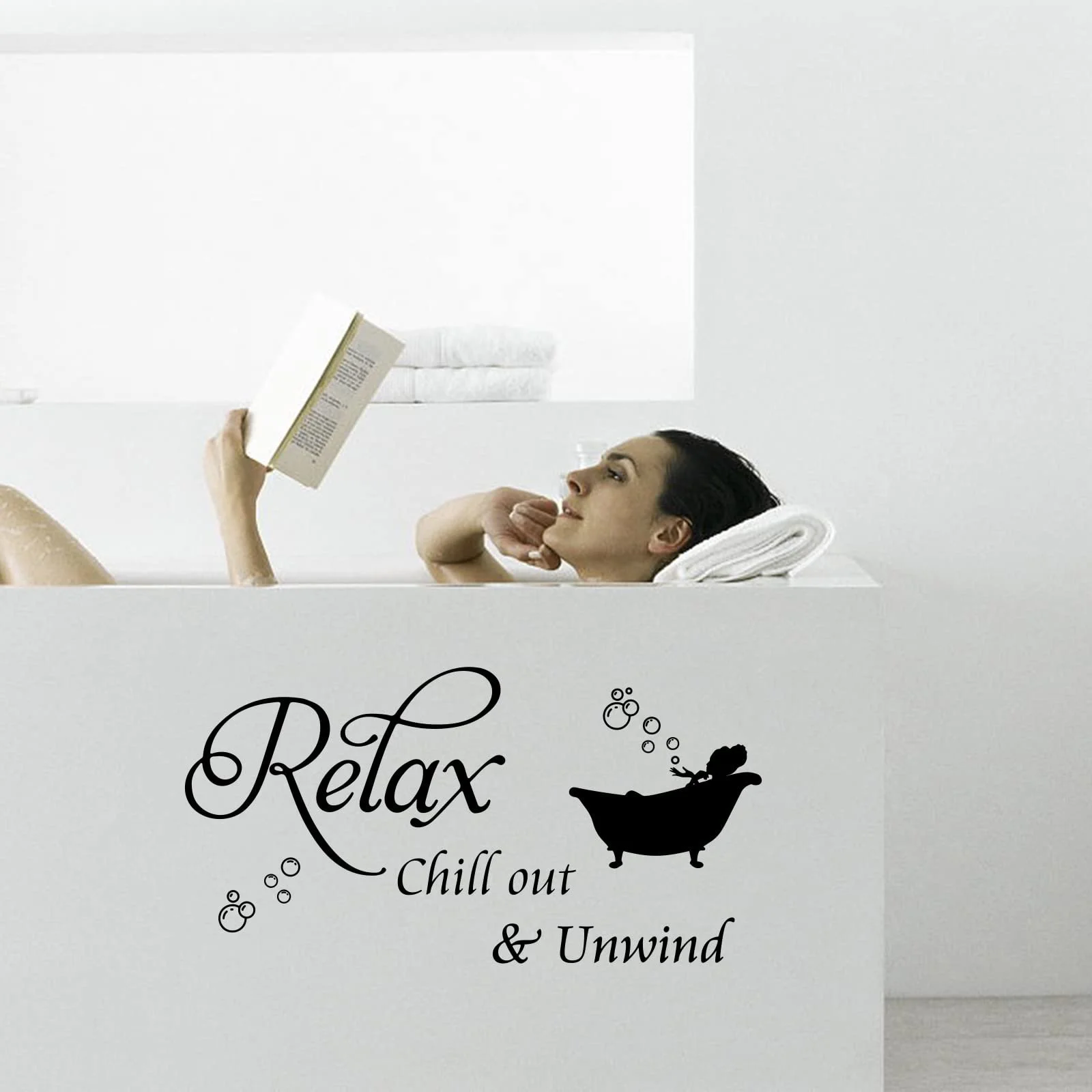 Наклейка на стіну SUPERDANT Relax Chill Out & Unwind Вінілова для ванної кімнати, фото №3