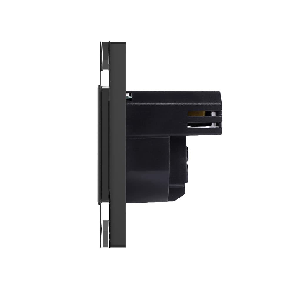 Встраиваемая розетка Luxus-Time MP010U-BG1-12 Schuko + USB Type A/C 20 W Чёрный со стеклянной рамкой, фото №3