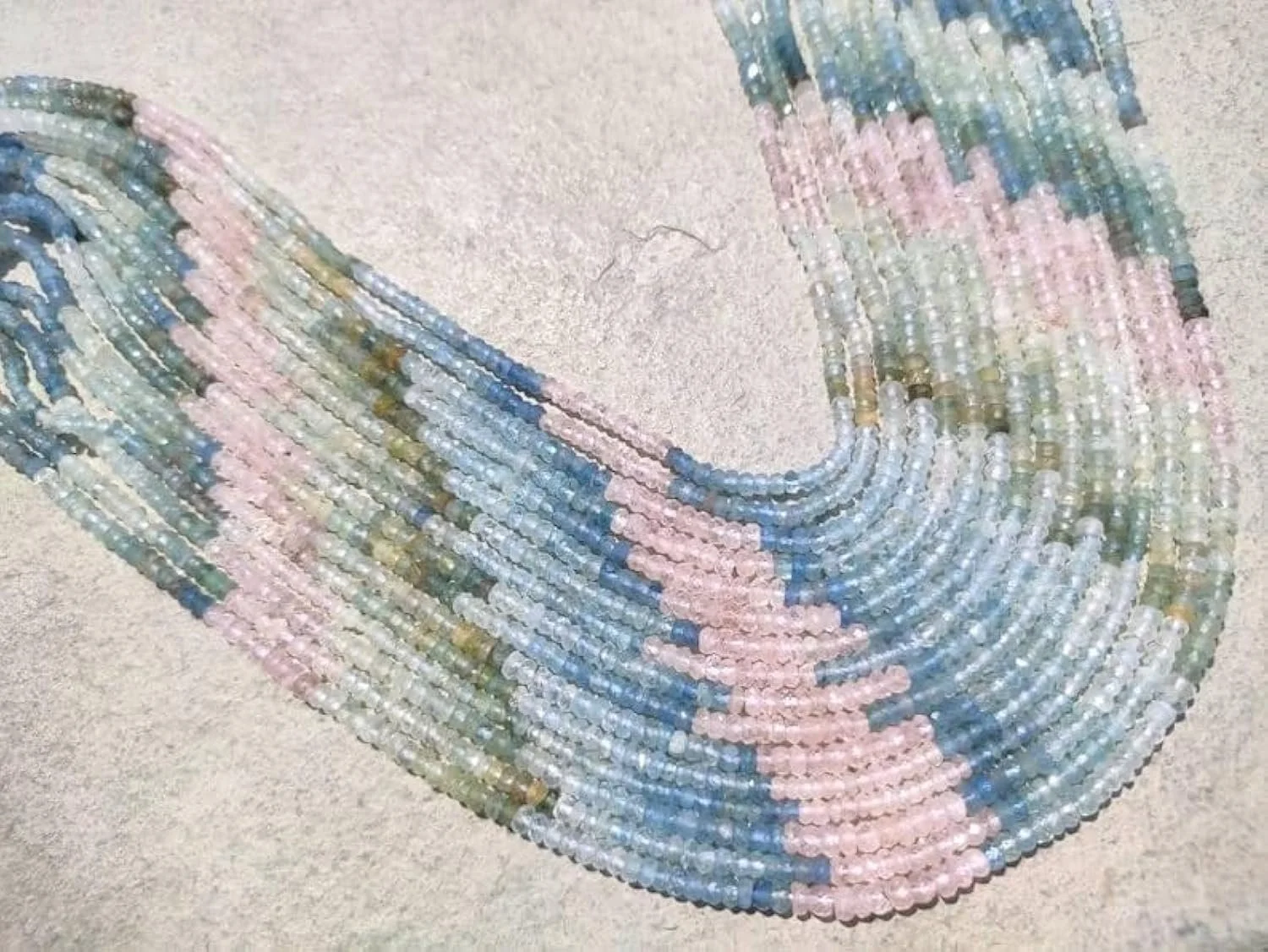 Бусины Аквамарин Натуральный Огранённые Рондели 4 мм, нить длиной 33 см, камни для ожерелья и браслетов, фото №1
