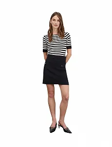 Свитер Motivi Slim в полоску Черный Осень Зима 24 - Фото 1