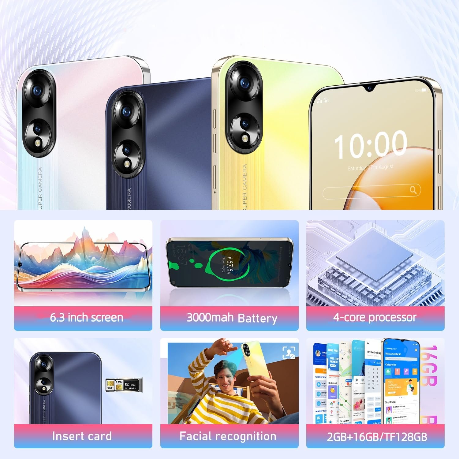 Мобильный телефон 4G LTE 4GB RAM 64GB ROM 8-Core 6.0" Yellow, фото №6