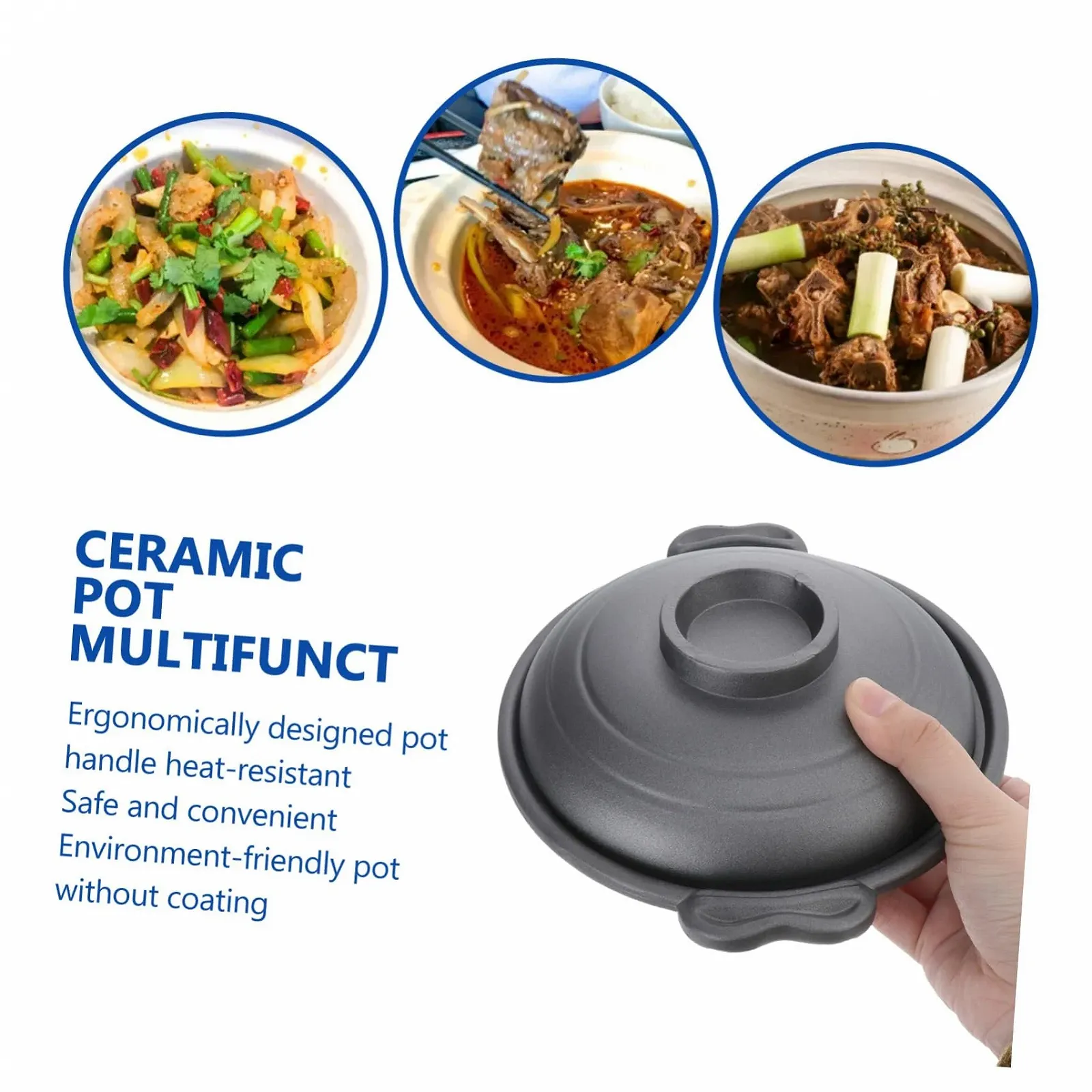 Кастрюля Toyvian керамическая с двойной ручкой антипригарная для газовой плиты, фото №2