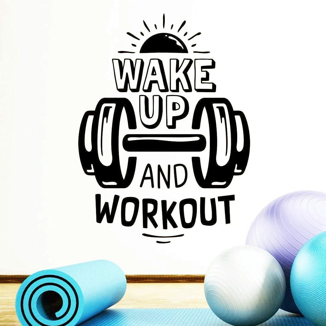 Наклейка на стіну Wake Up Workout Fitness Boxing 70 x 62 см, фото №1