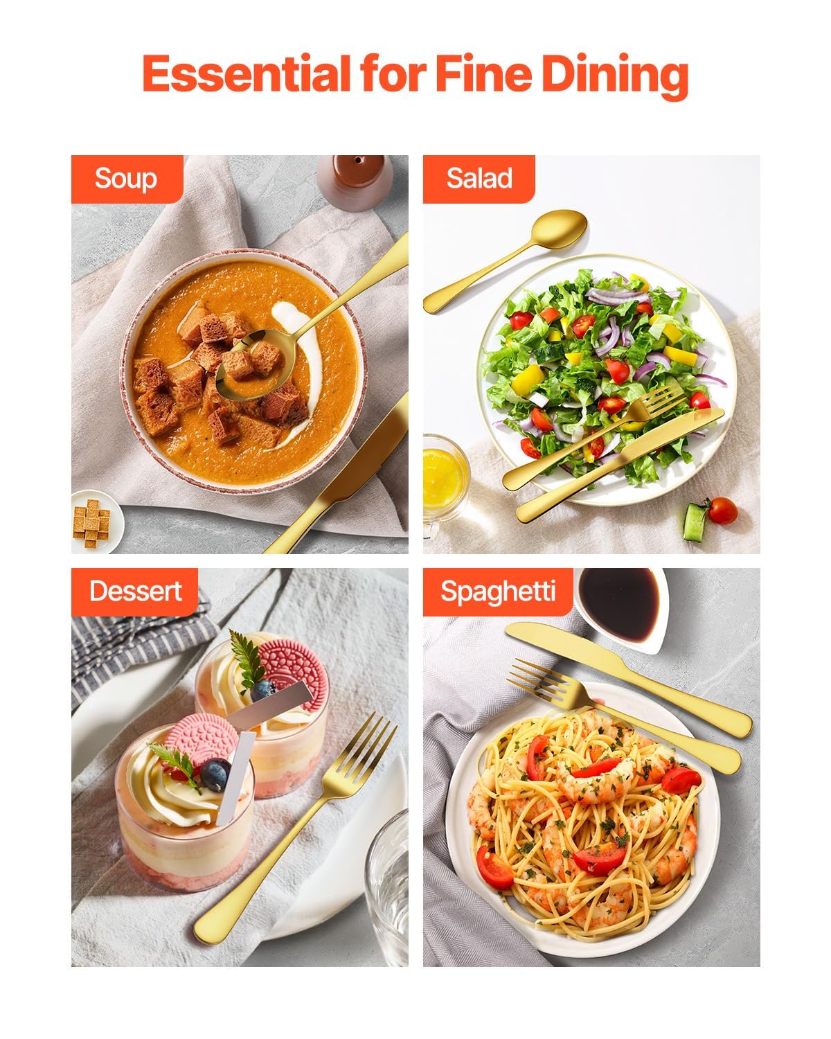 Набор столовых приборов VEVOR на 12 персон, 60 предметов, из пищевой нержавеющей стали, фото №6 Набор столовых приборов VEVOR на 12 персон, 60 предметов, из пищевой нержавеющей стали, фото №6