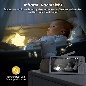 Відеоняня ieGeek 2K 5 дюймів WiFi Night Vision Intercom PTZ App synthetic.ua - Фото 1