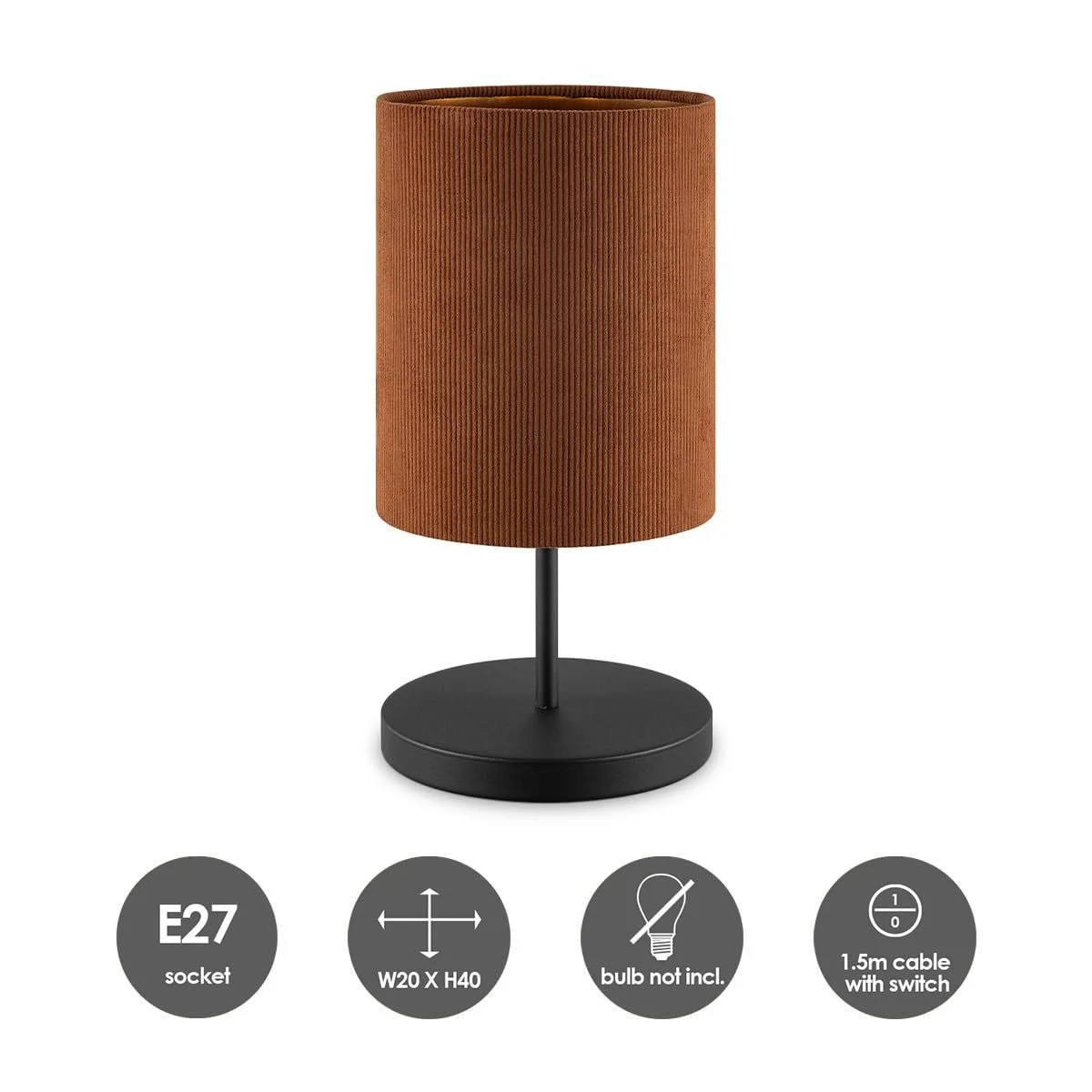 Настільна лампа Home Sweet Home Scandinavian E27 20 x 40 см Brown, фото №5