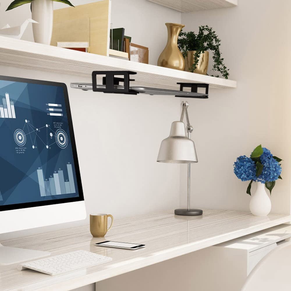 Подставка для ноутбука JEMACHE Aluminium Underdesk Mount Shelf Holder для Laptop, Mac Mini, MacBook Air/Pro с клейкой основой Черный, фото №5