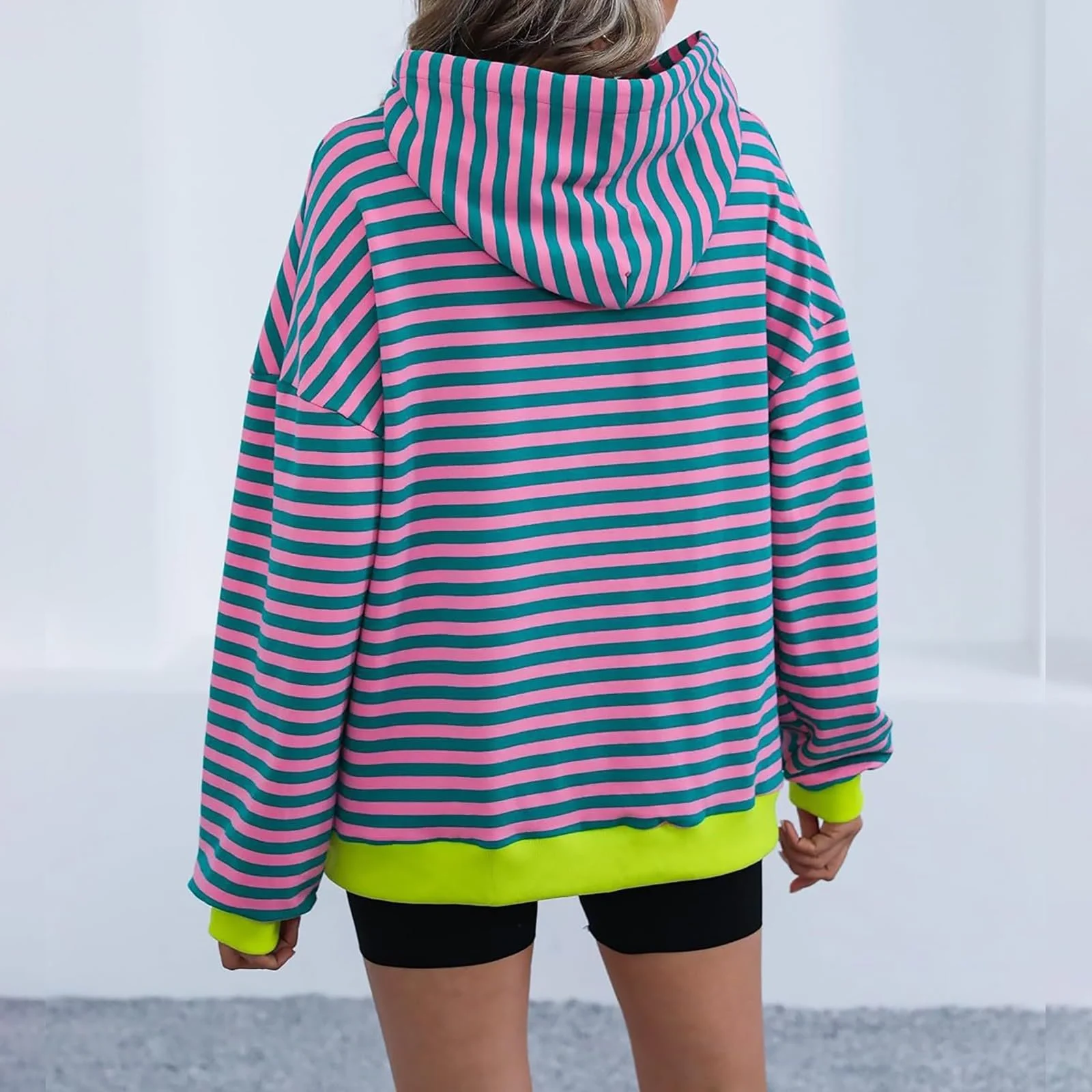 Лонгслив CCOOfhhc Oversize В полоску Basic Круглый вырез Полосатый Спортивный стиль Свободный Y2k Streetwear Осень Зима Длинный Casual, фото №5