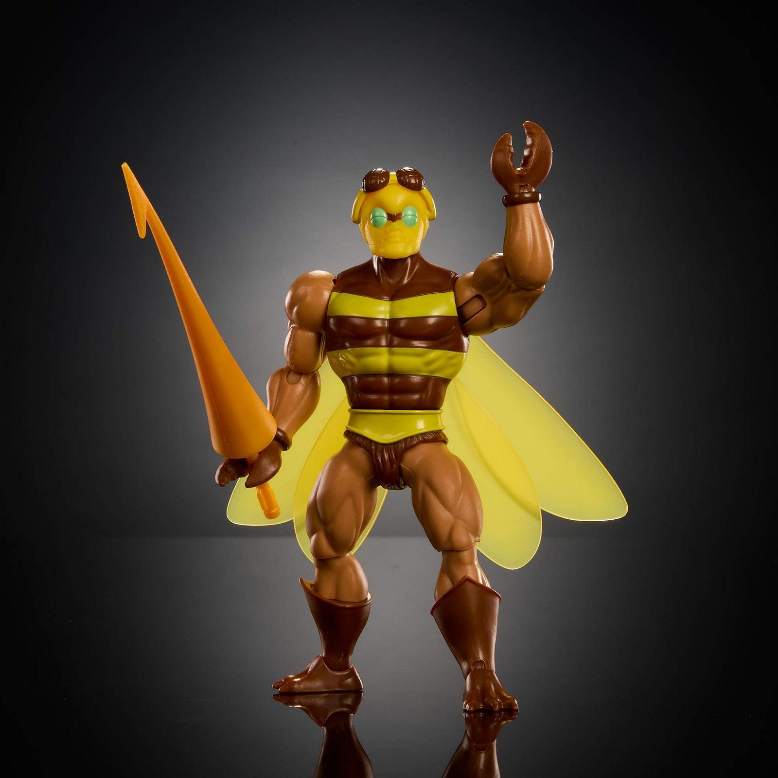Фигурка Masters of the Universe Origins Cartoon Collection Buzz-Off, 14 см, лидер пчел с крыльями и очками, с метательным копьем, фото №5