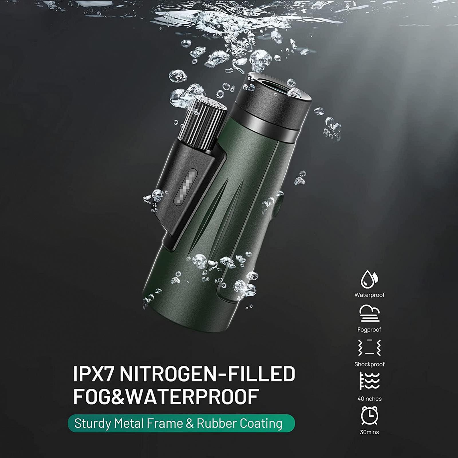 Монокуляр QHYTL 12×50 IPX7 BAK4 HD з тримачем для телефону і штативом, фото №6