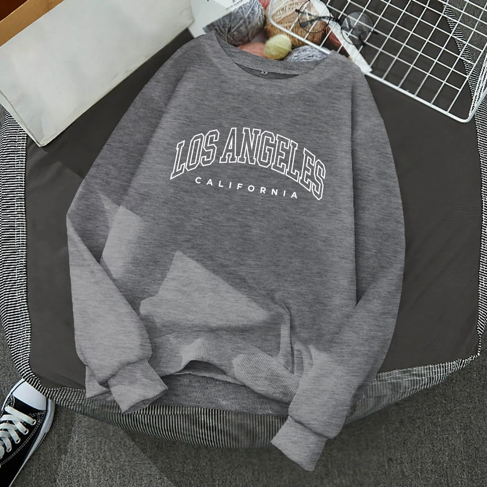 Женская Толстовка с принтом Los Angeles, College Backwoods, с длинными рукавами, однотонные худи с мультяшной графикой, круглый вырез, California Vintage, осенняя одежда с буквенным принтом, мягкая, комфортная Y2K, фото №2