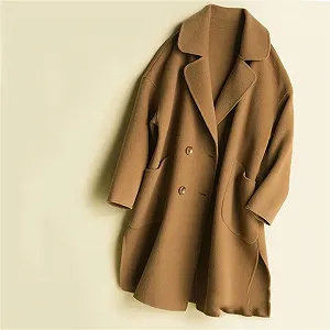 Шерстяное пальто Fjnbbiot Осень-Зима Женское Двубортное Теплое synthetic.ua - Фото 1