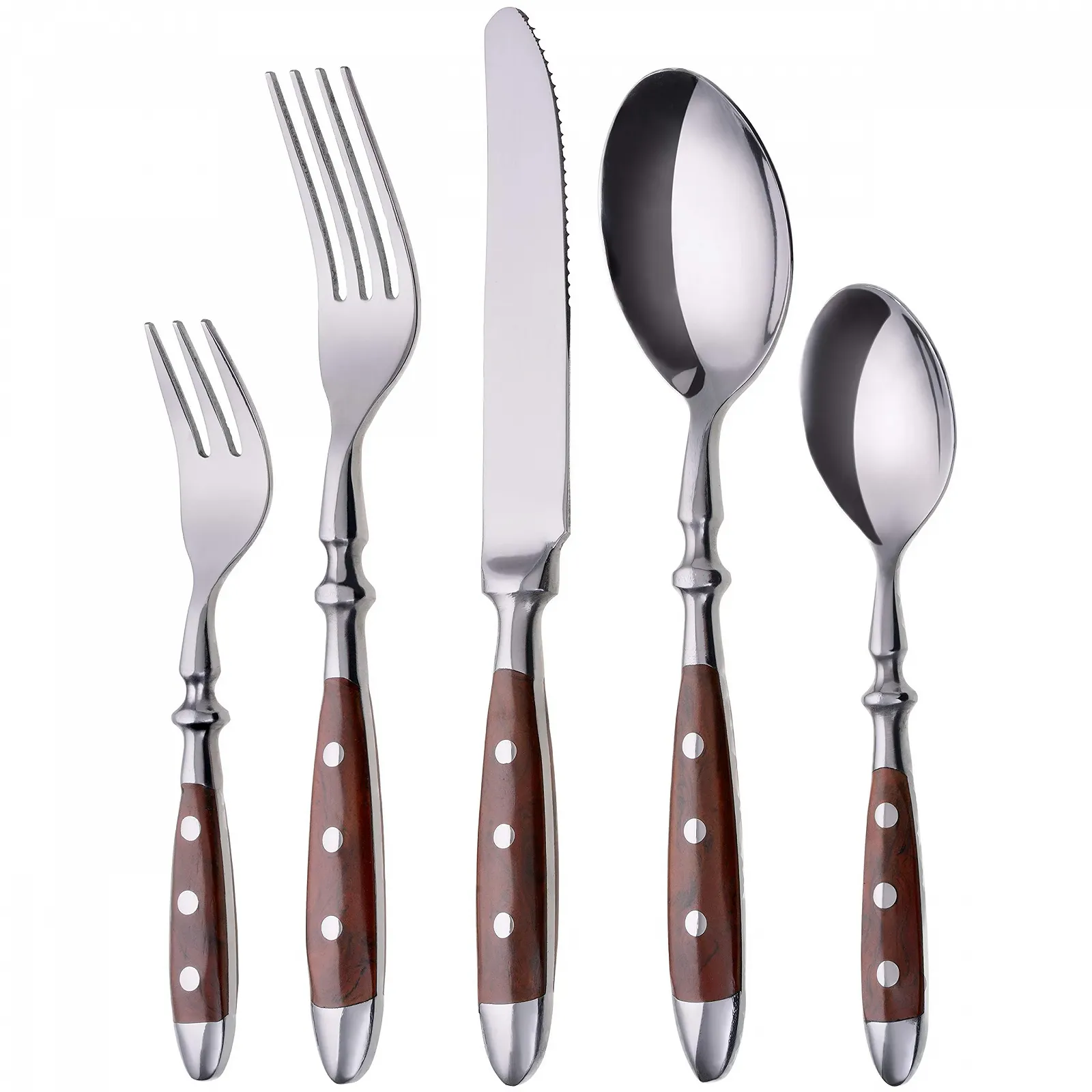 Набір столових приборів GRÄWE Nuremberg для 6 осіб, нержавіюча сталь, важкий, з коричневими ручками, фото №1