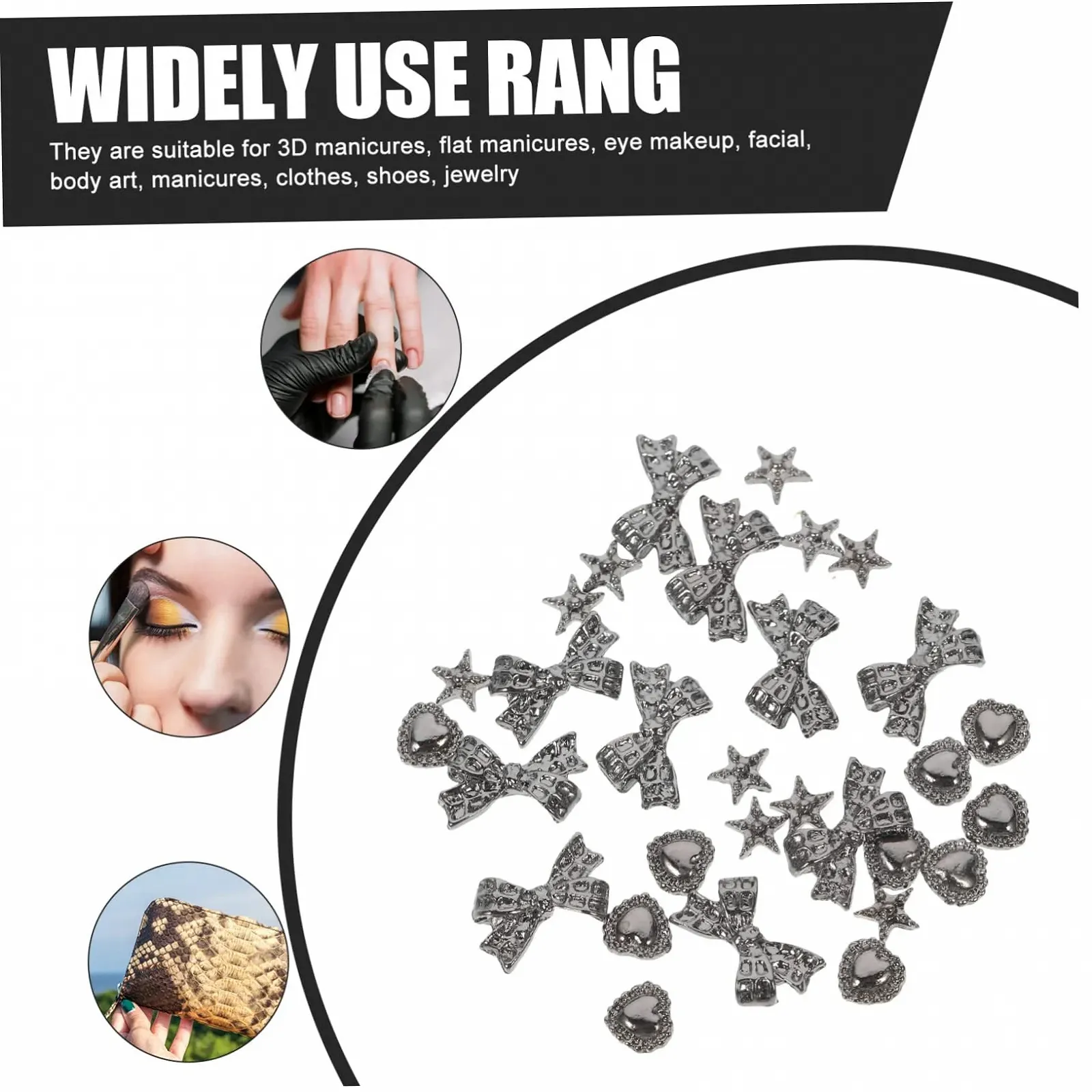WOONEKY Набор украшений для ногтей, 30 шт., подвески для ногтей, крестики, аксессуары для ногтей, стразы, DIY аксессуары, сплав, плоские, фото №8
