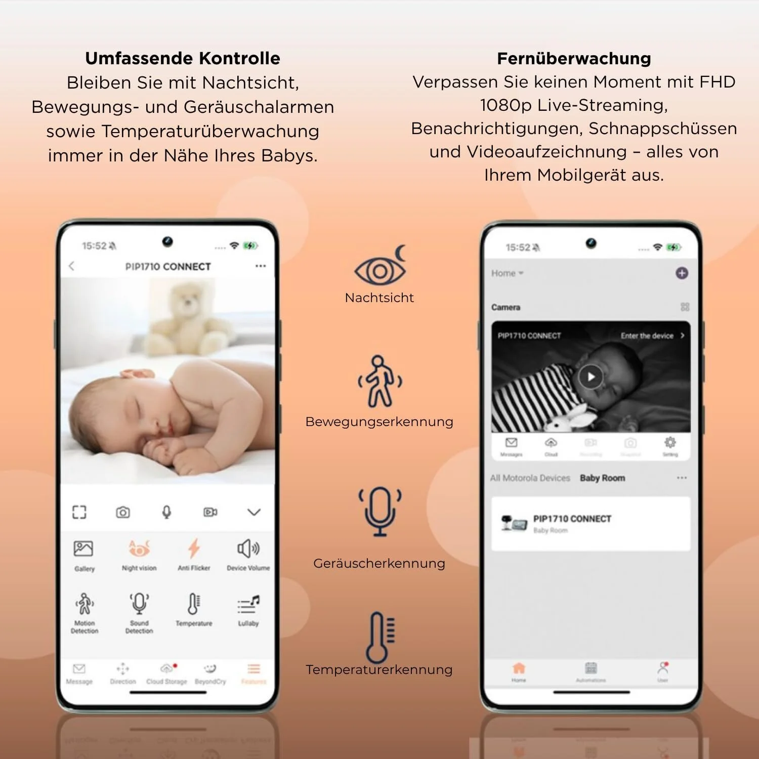 Відеоняня Motorola Nursery PIP1710 Connect WiFi 5" HD Touch Screen Night Vision, фото №8