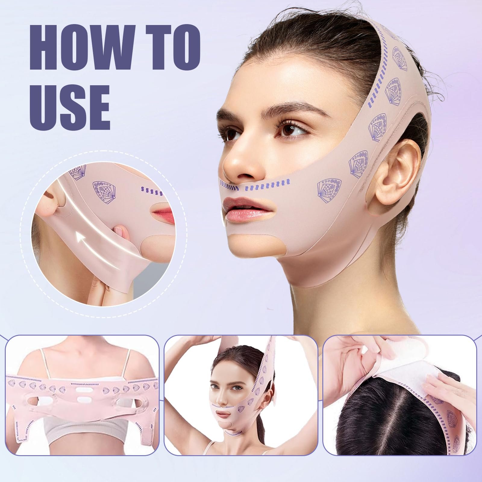 Маска для обличчя V-подібної форми для сну (2 шт.) Маска для видалення подвійного підборіддя, фото №2