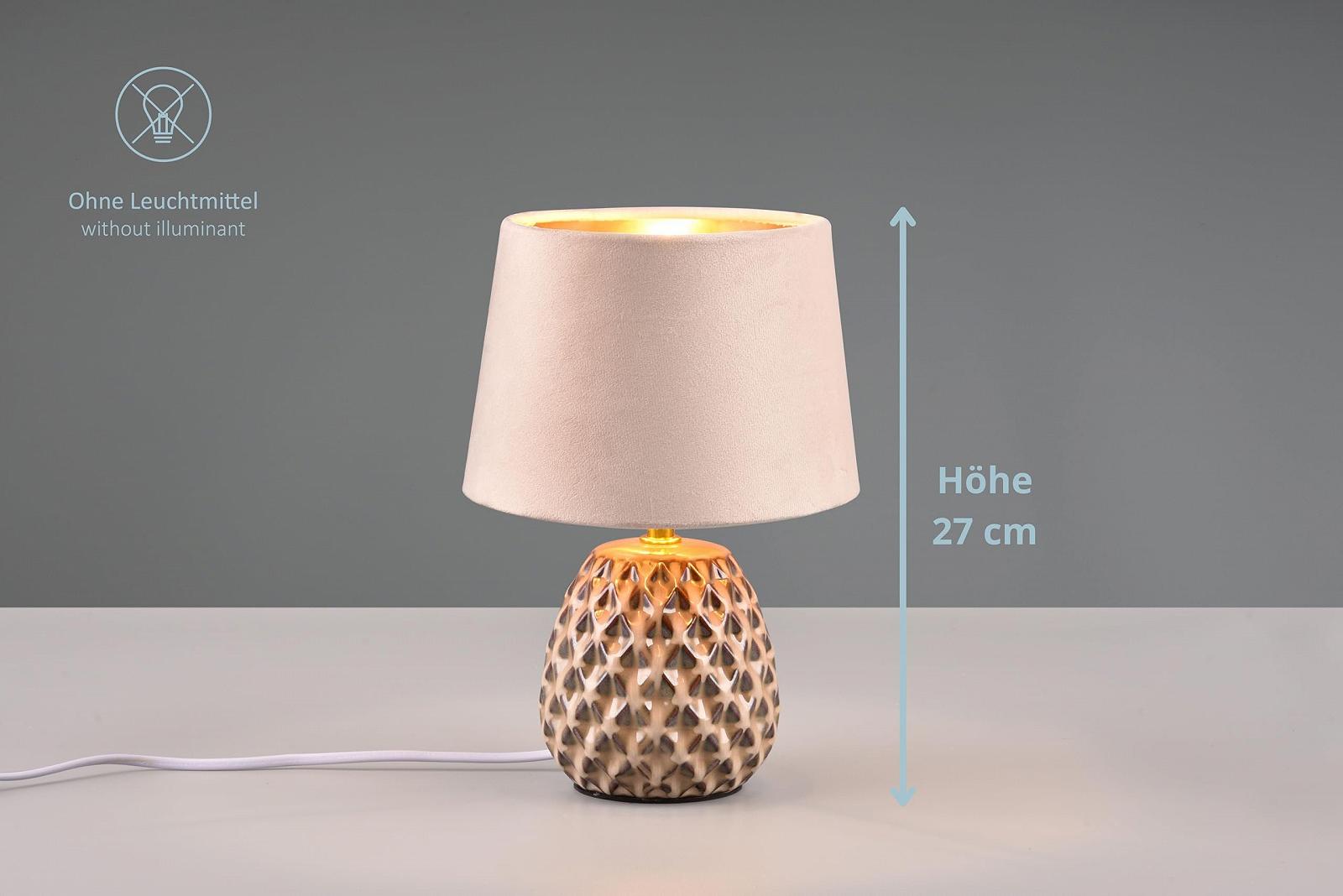 Настільна лампа lightling Ariel Керамічна з оксамитовим абажуром Бежевий 27 см, фото №3