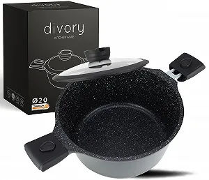 Каструля DIVORY Велика 20 см, індукційна, чорна - Фото 1