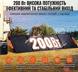 Портативная солнечная панель VEVOR S200 200W Foldable Monocrystalline ETFE цена на synthetic.ua - Фото 1 Портативная солнечная панель VEVOR S200 200W Foldable Monocrystalline ETFE synthetic.ua - Фото 1