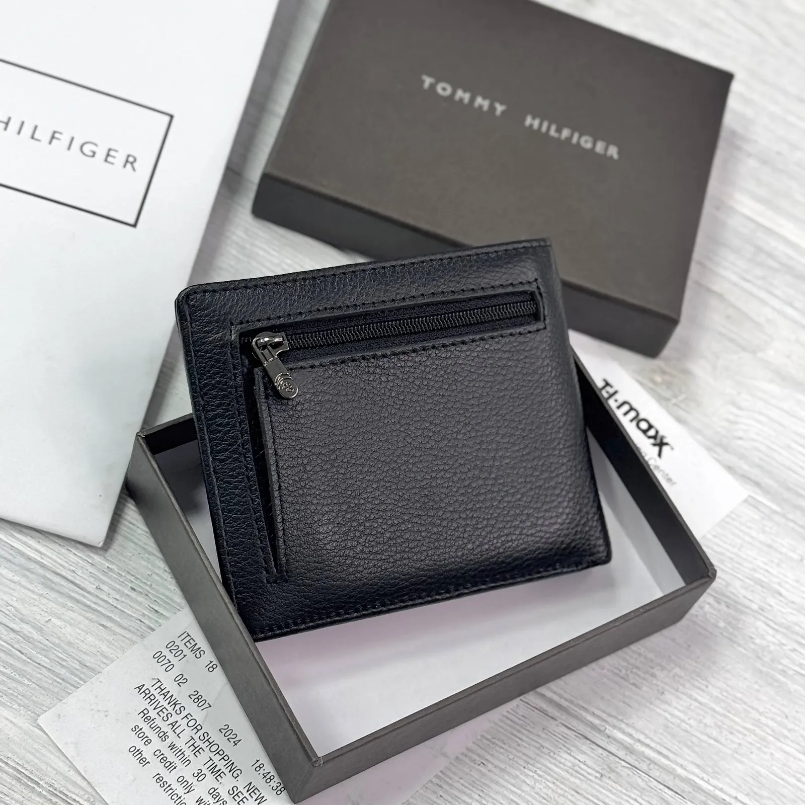 Чоловічий гаманець на магніті шкіряний брендовий Tommy Hilfiger у подарунковій упаковці, фото №6