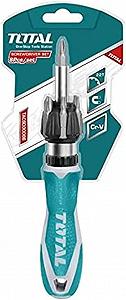 Отвертка со сменными битами TOTAL 7 сменных насадок реверсивная 22 зубца Chrome Vanadium - Фото 1