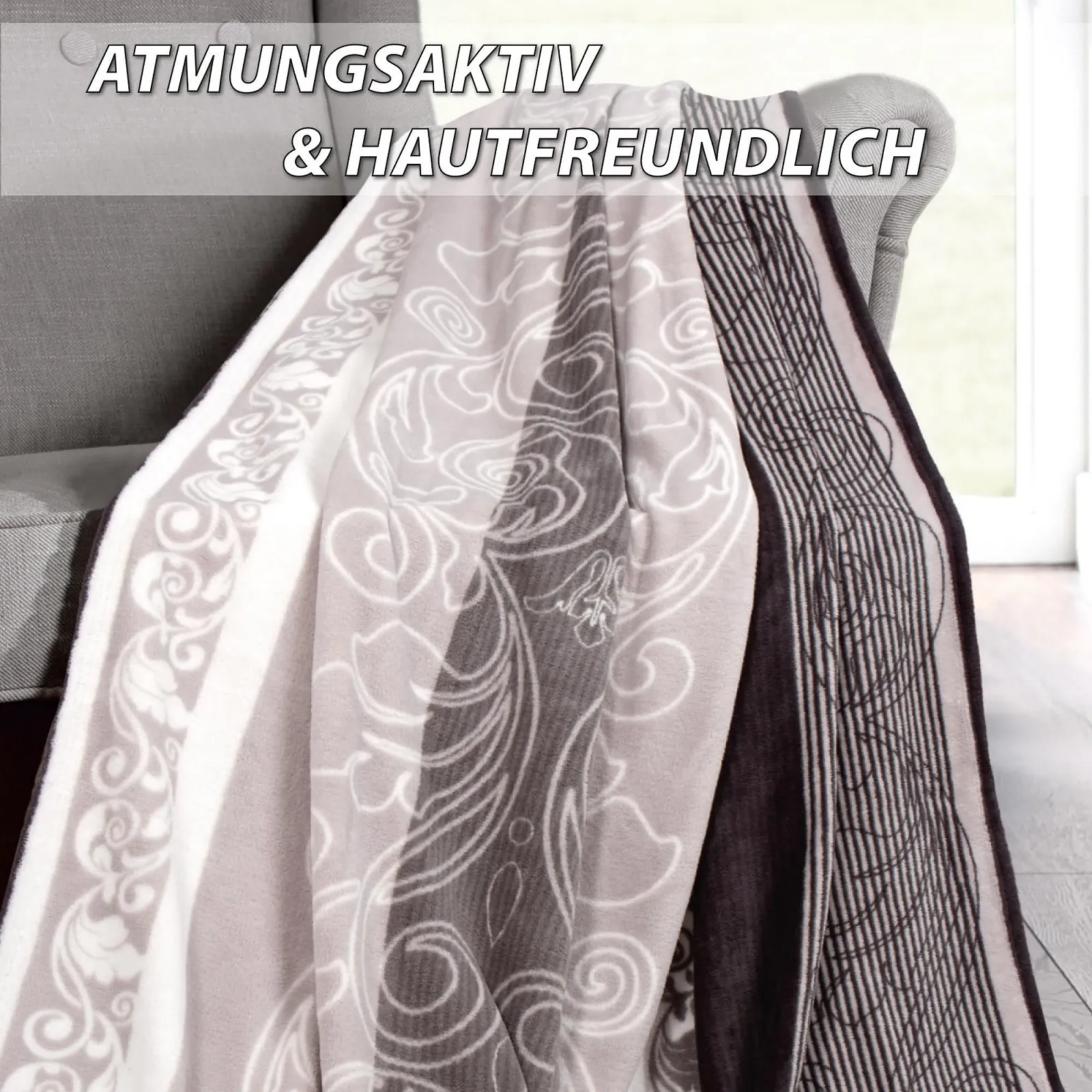 Одеяло Bestlivings Пушистое одеяло из микрофибры 150 x 200 см (Ornament) Пушистое одеяло для дивана, кушетки и кровати, покрывало Oeko-Tex - накидка на диван, фото №2