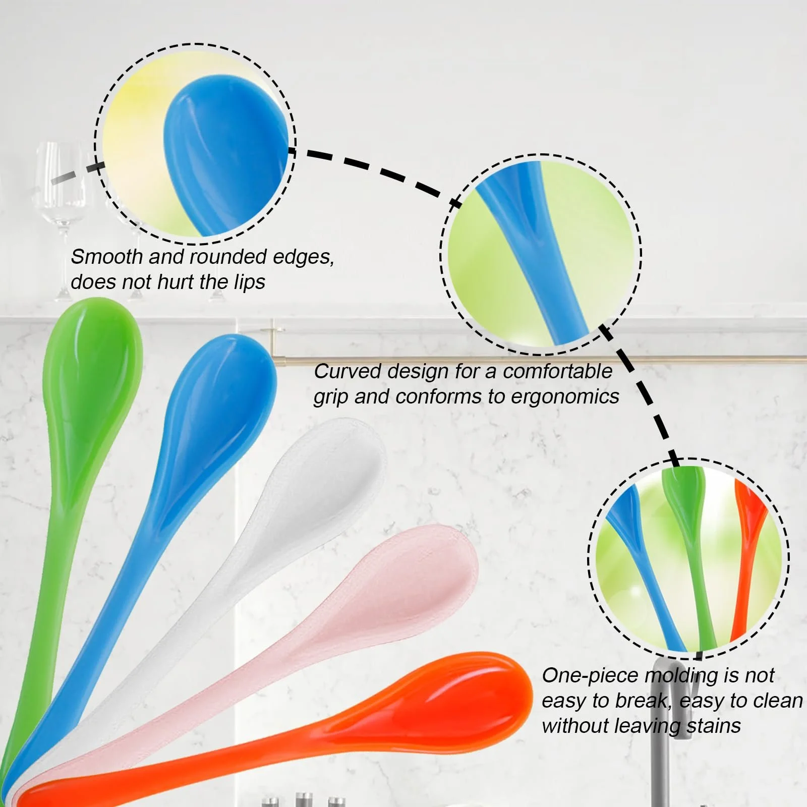 Ложки Пластикові різнокольорові ложки, 50 шт, фото №3