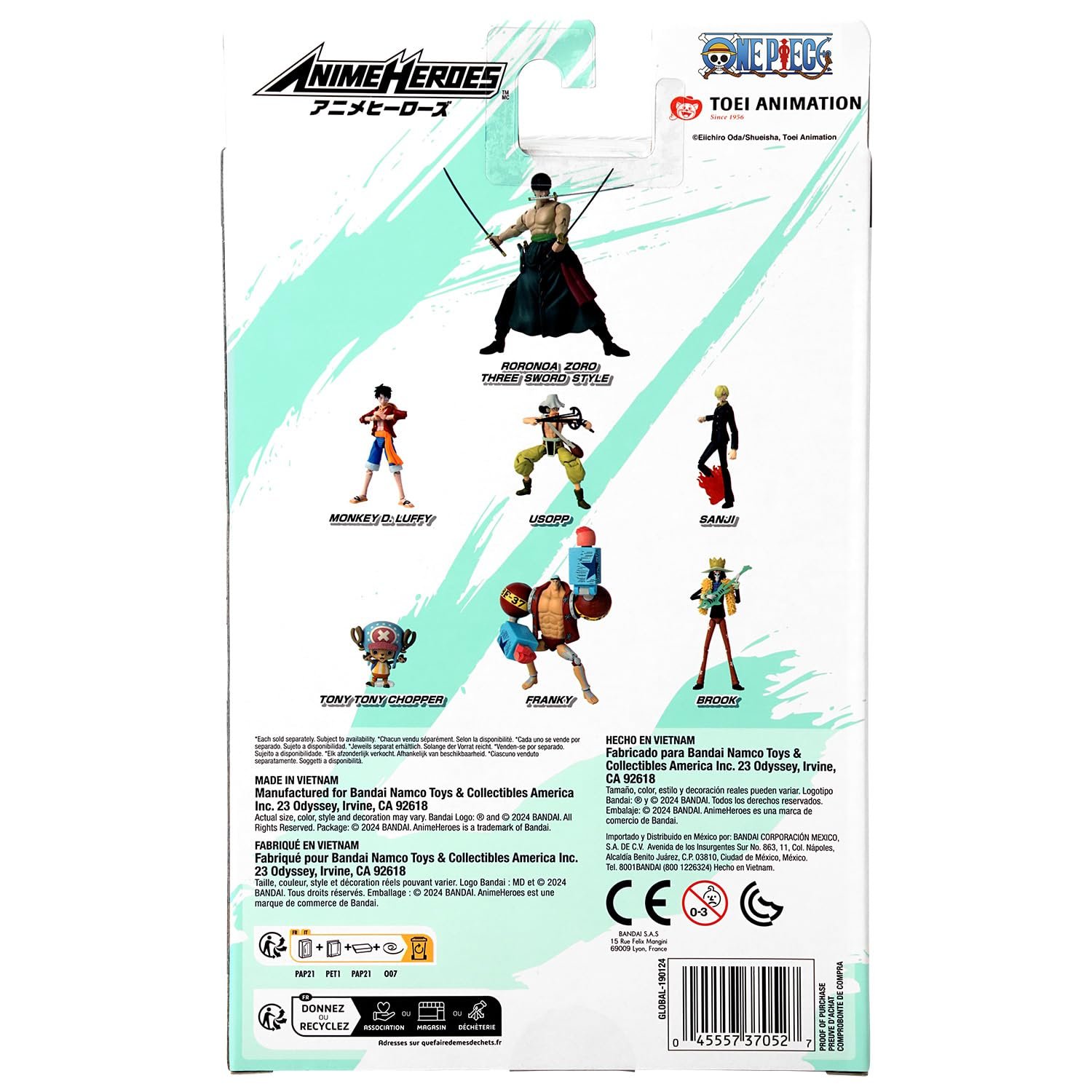Фігурка Bandai Anime Heroes One Piece Lorenor Zorro Three Sword Style 17 cm, фото №4