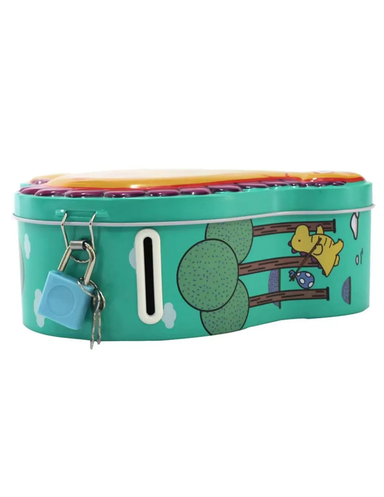 Скарбничка металева Динозавр із замком Велика Коричнева, фото №4