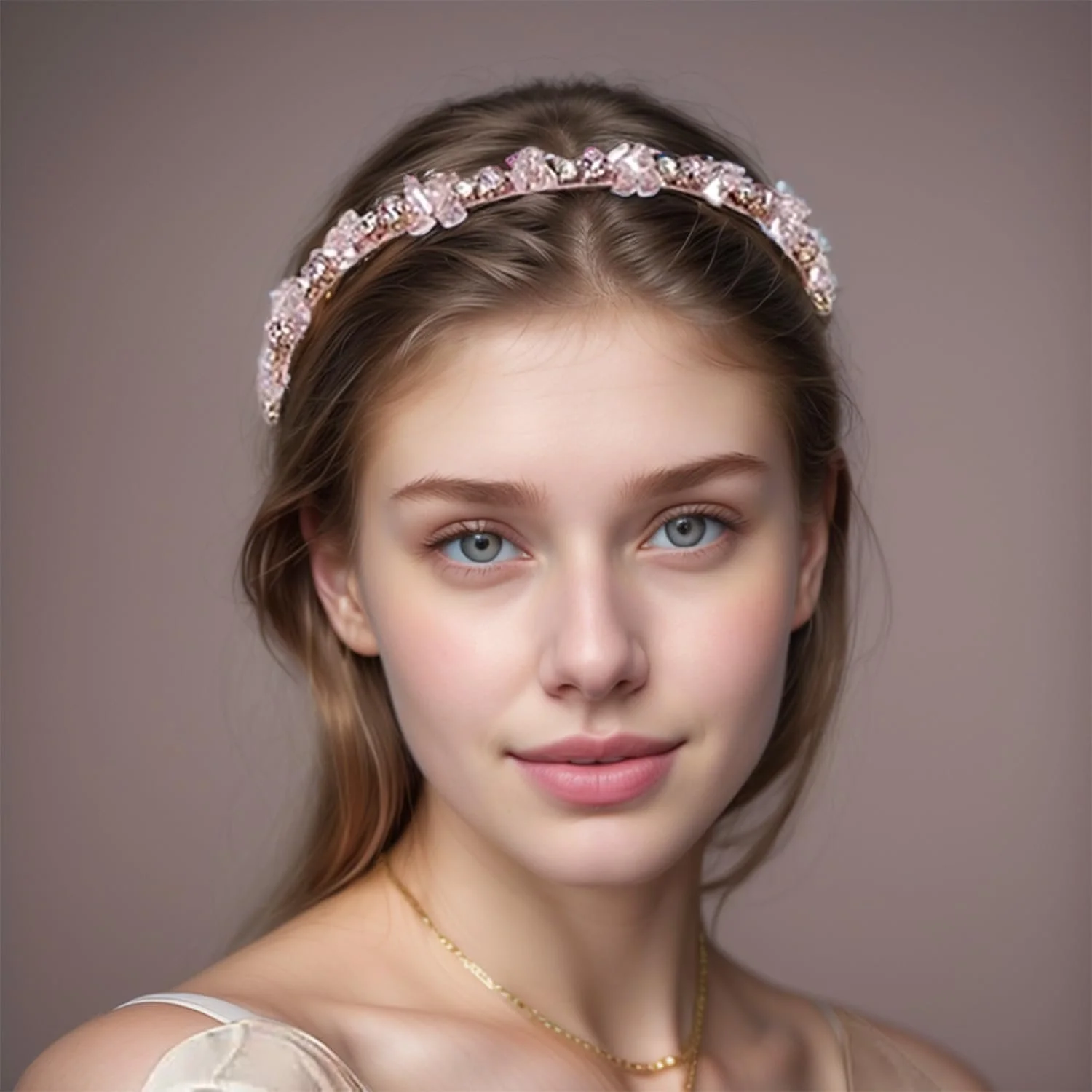 Жіночий Обруч для волосся з рожевими кристалами, фото №5