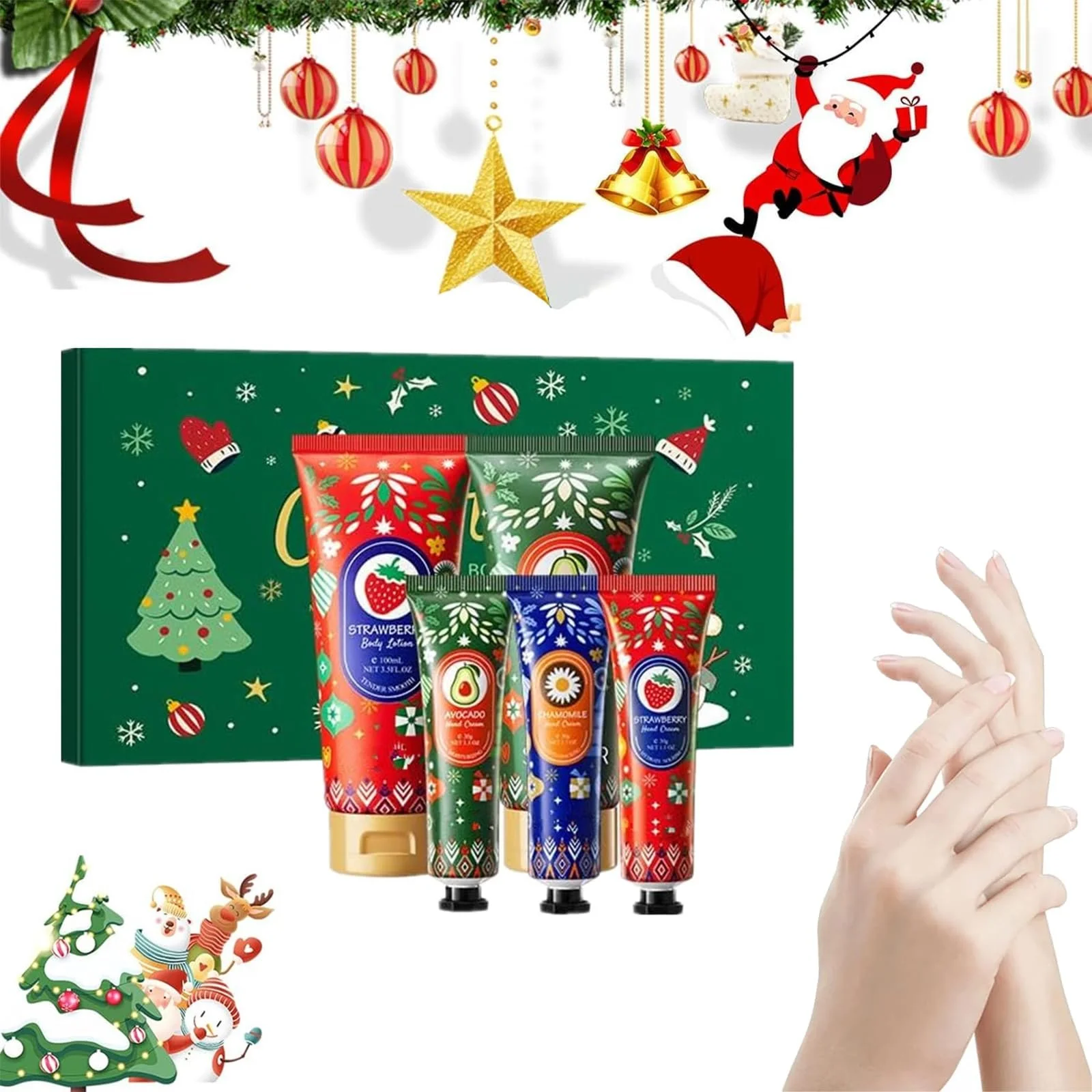 Набор кремов для рук Christmas, набор увлажняющих кремов для рук и лосьонов для тела Christmas, фото №1