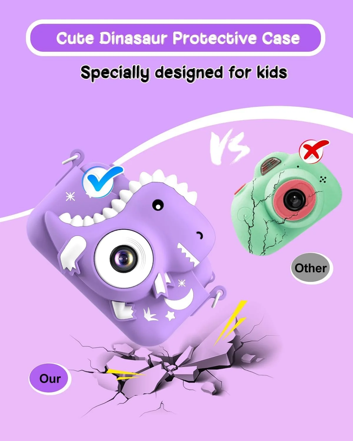 Дитячий фотоапарат GREENKINDER / 2" / 20 MP / Full HD / 32GB SD Card / Фіолетовий, фото №6