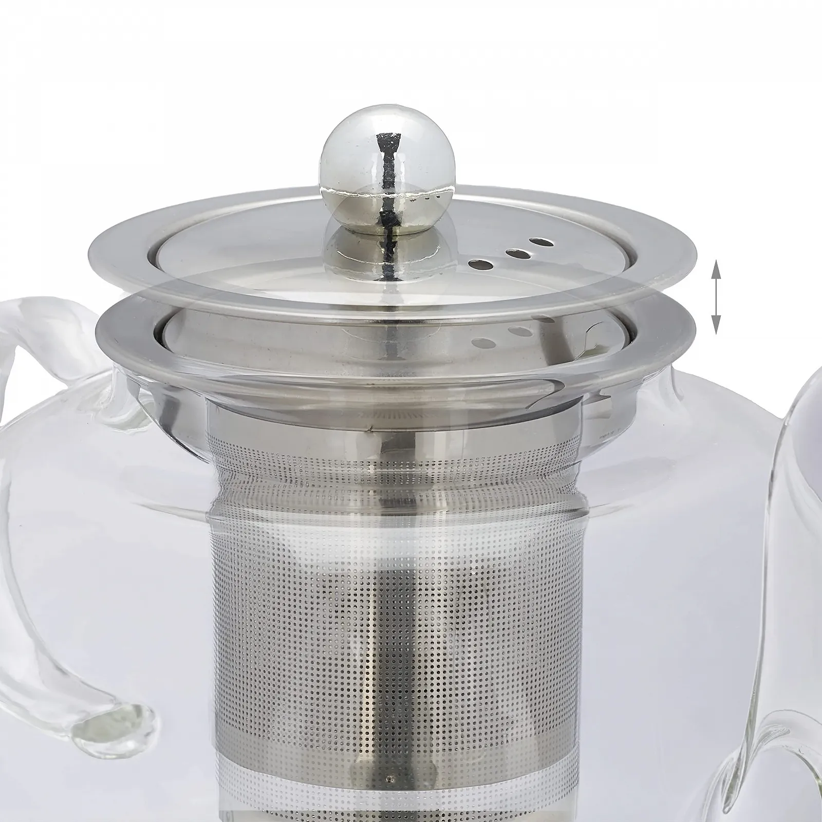 Чайник-заварник Relaxdays з ситечком 600 мл, боросилікатне скло, нержавіюча сталь, прозорий, сріблястий, фото №7