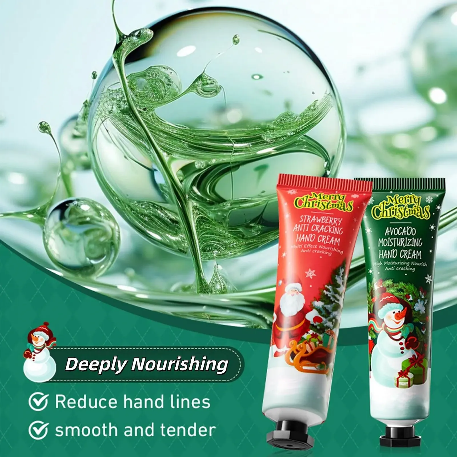 Набор кремов для рук 5 шт. Рождественский - для очень сухой потрескавшейся кожи рук и ног, фото №6