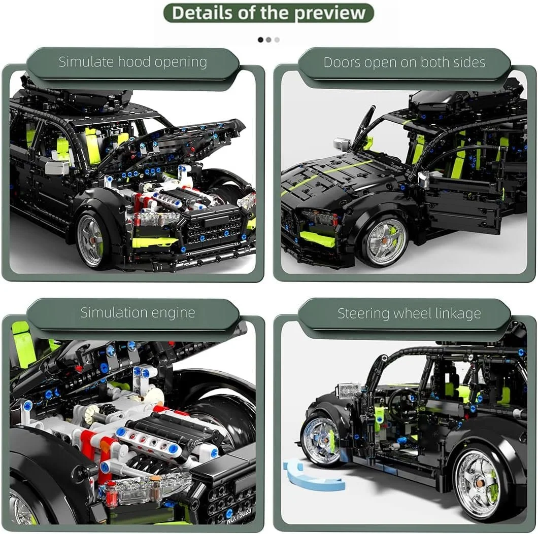 Конструктор Автомобиль AKOGD RS6, 2896 деталей, Набор для создания модели автомобиля, Гоночный автомобиль, Строительные блоки, Конструктор для взрослых и детей, фото №5
