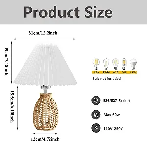 Настільна лампа Boho Vintage Rattan White Fabric Shade Бежева/Біла synthetic.ua - Фото 1