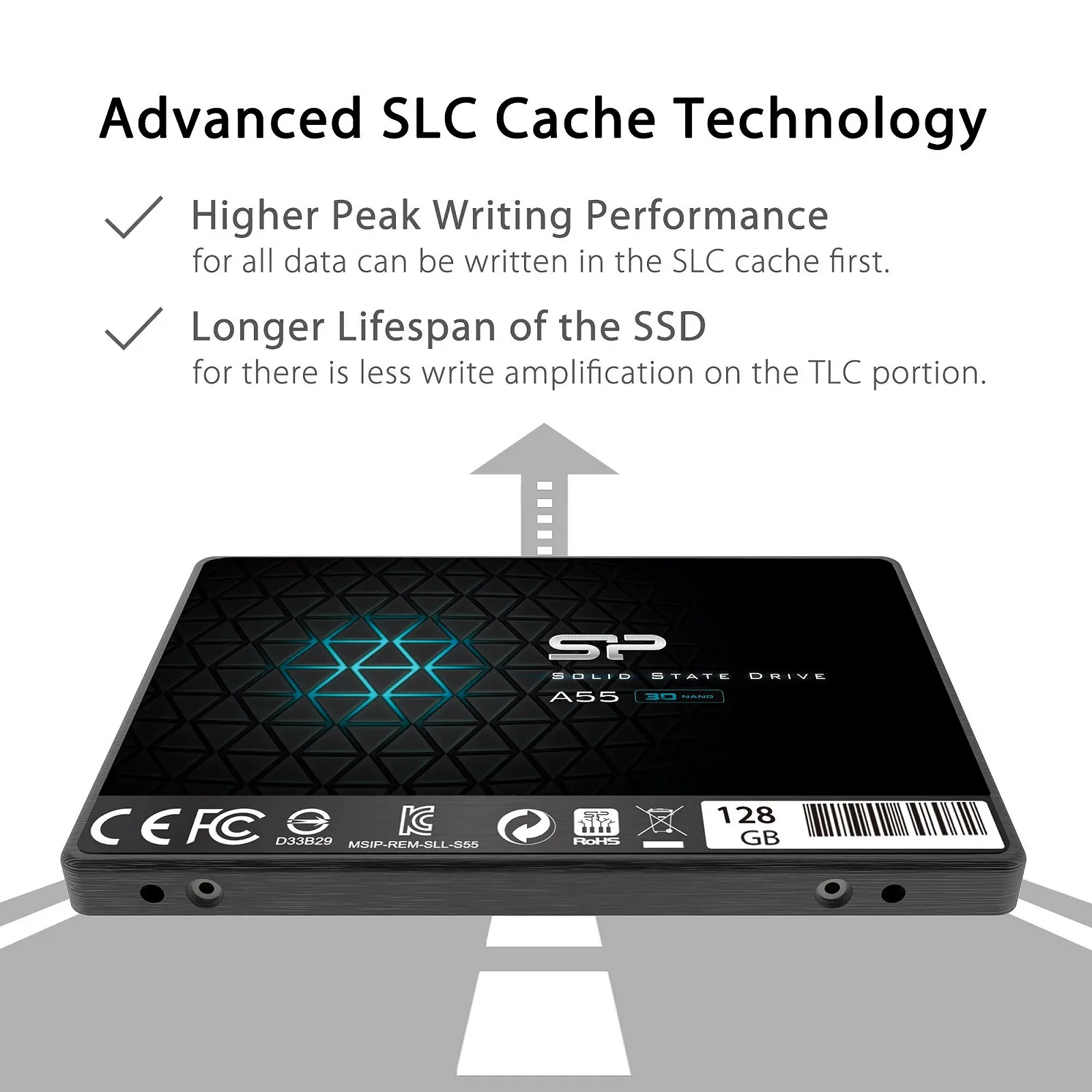 SSD-накопитель Silicon Power A55 128GB 3D NAND SATA III 2.5" 7mm, фото №4